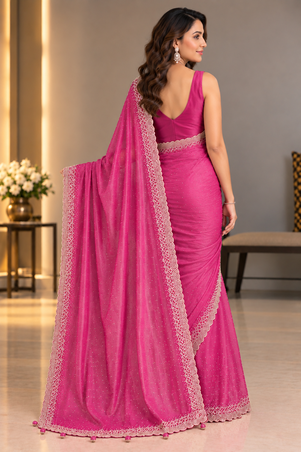 Stellar Berry Orchid Embellished Saree