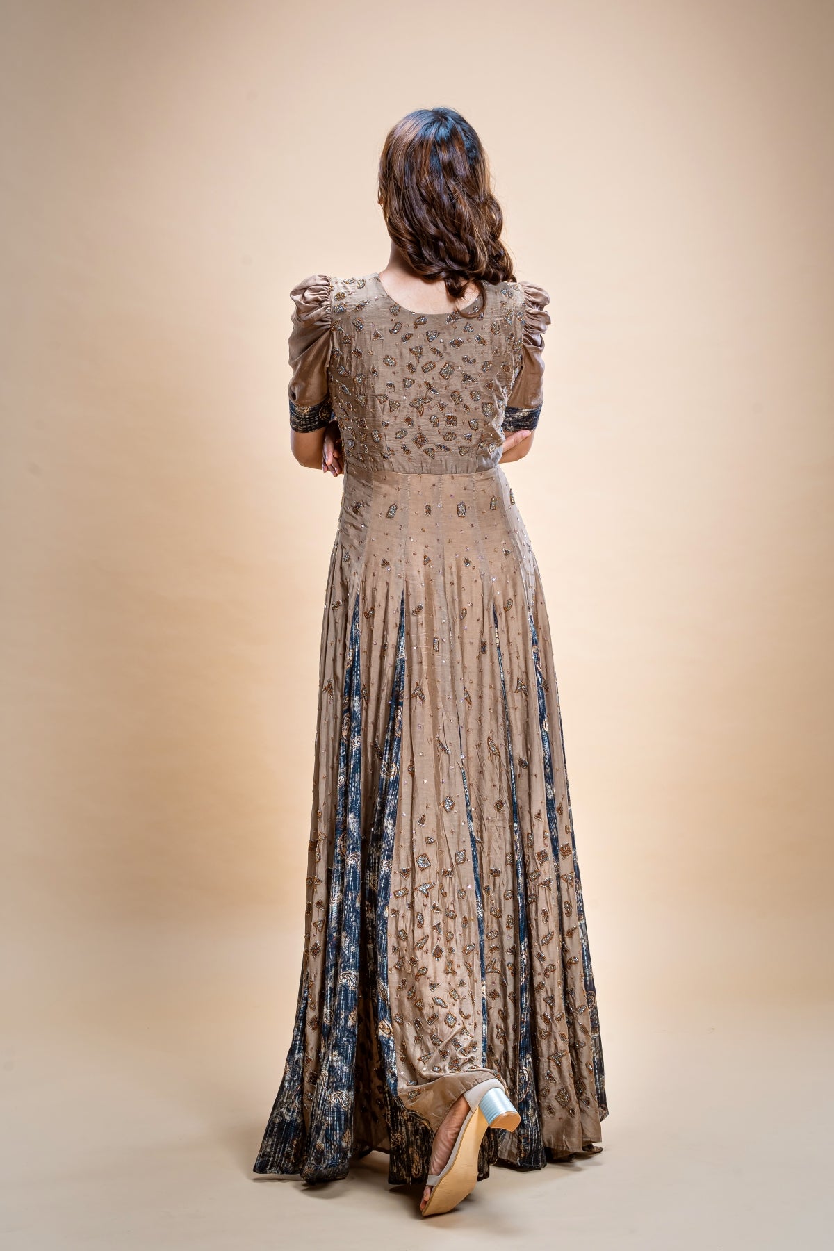 Hand Embroidered Silk Voile Gown