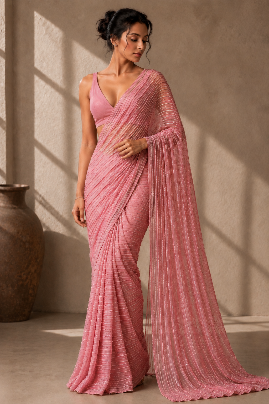 Pearl Reverie — Blush Pink Signature Saree