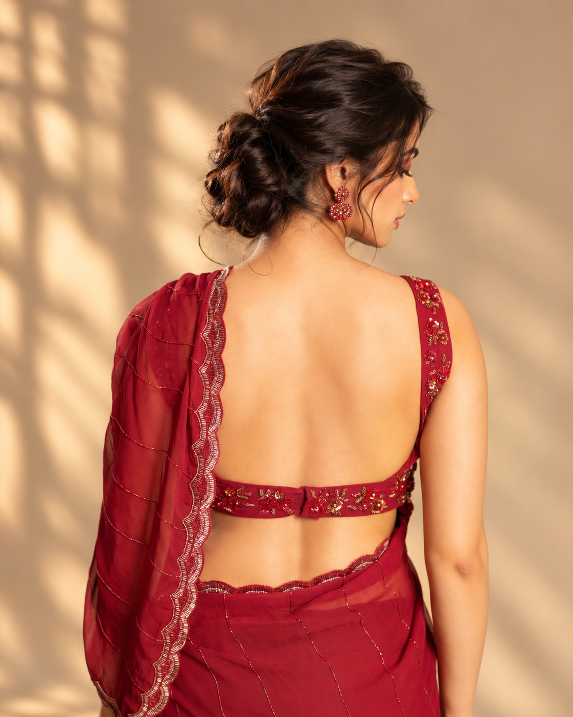 Saanjh Noor Maroon Georgette Signature Saree