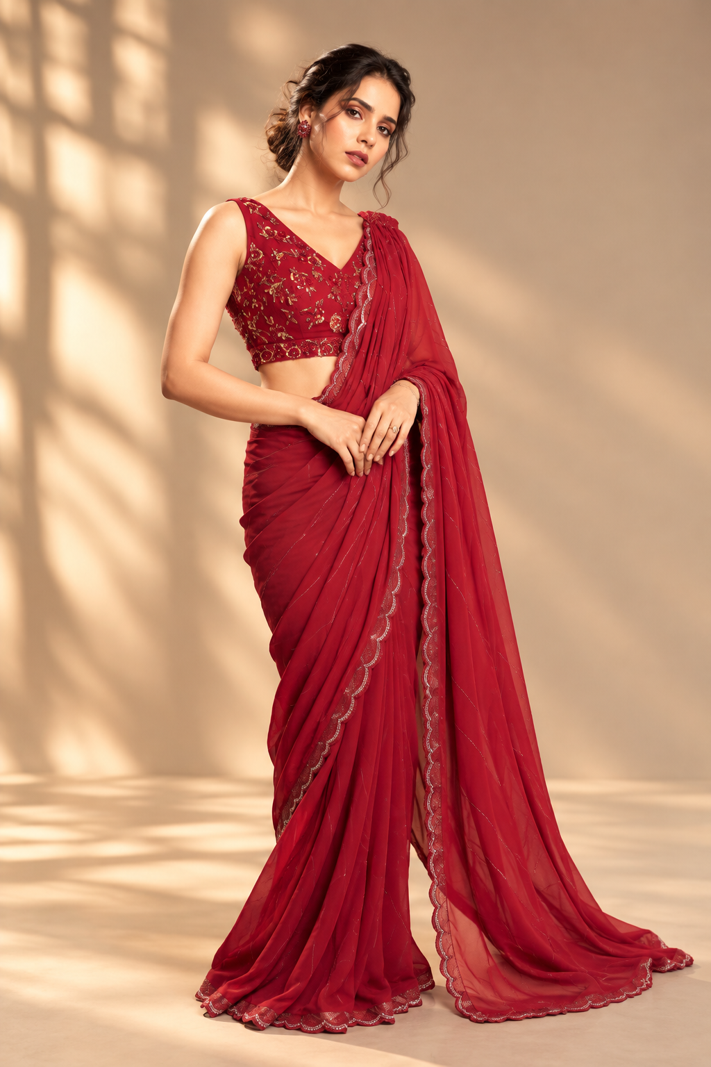 Saanjh Noor Maroon Hand-Embroidered Signature Blouse