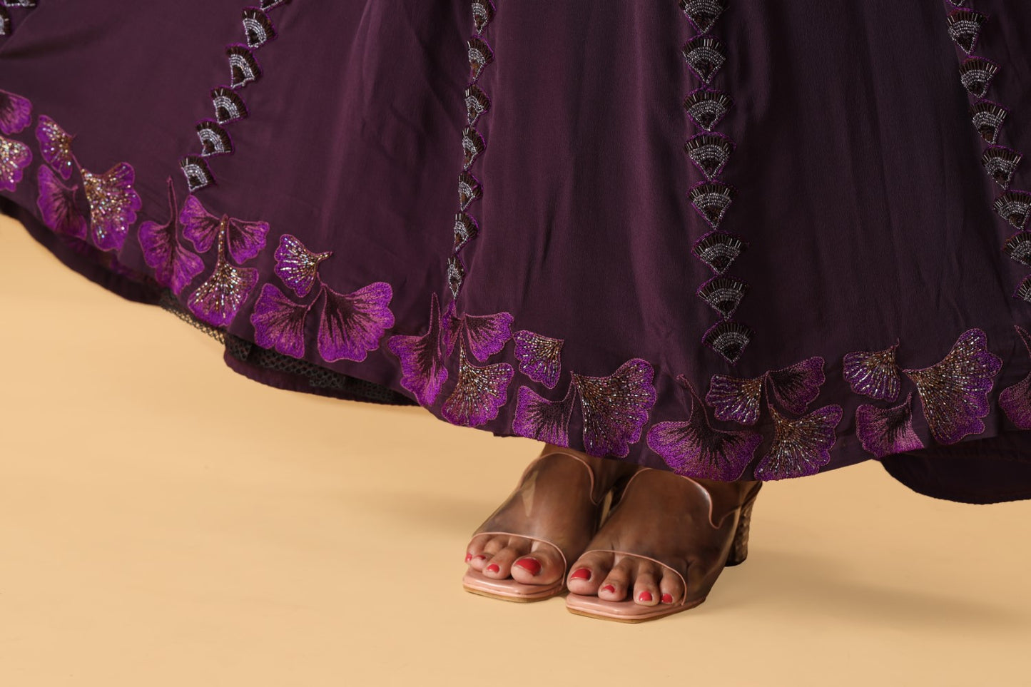 Enchanted Forest Hand Embroidered Purple Gown