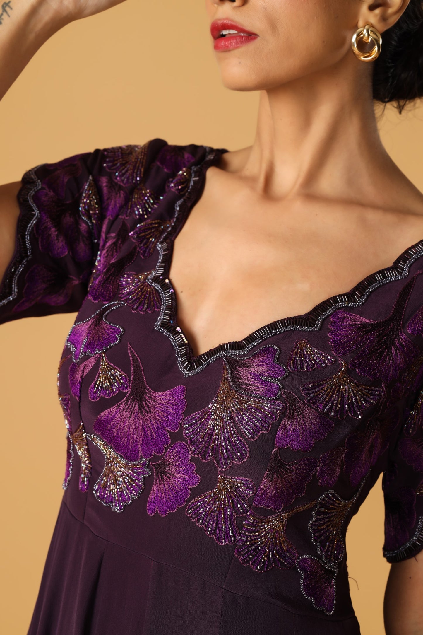 Enchanted Forest Hand Embroidered Purple Gown