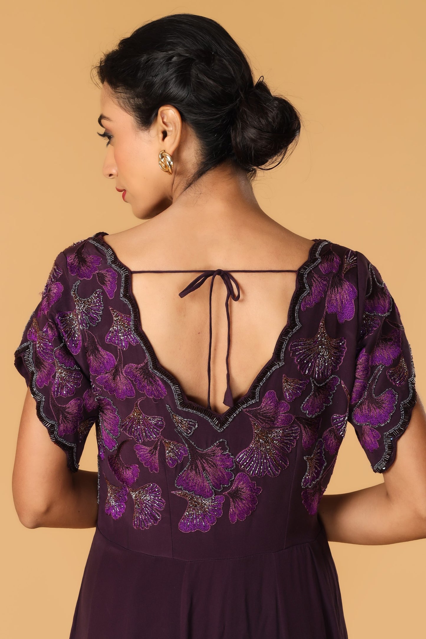 Enchanted Forest Hand Embroidered Purple Gown