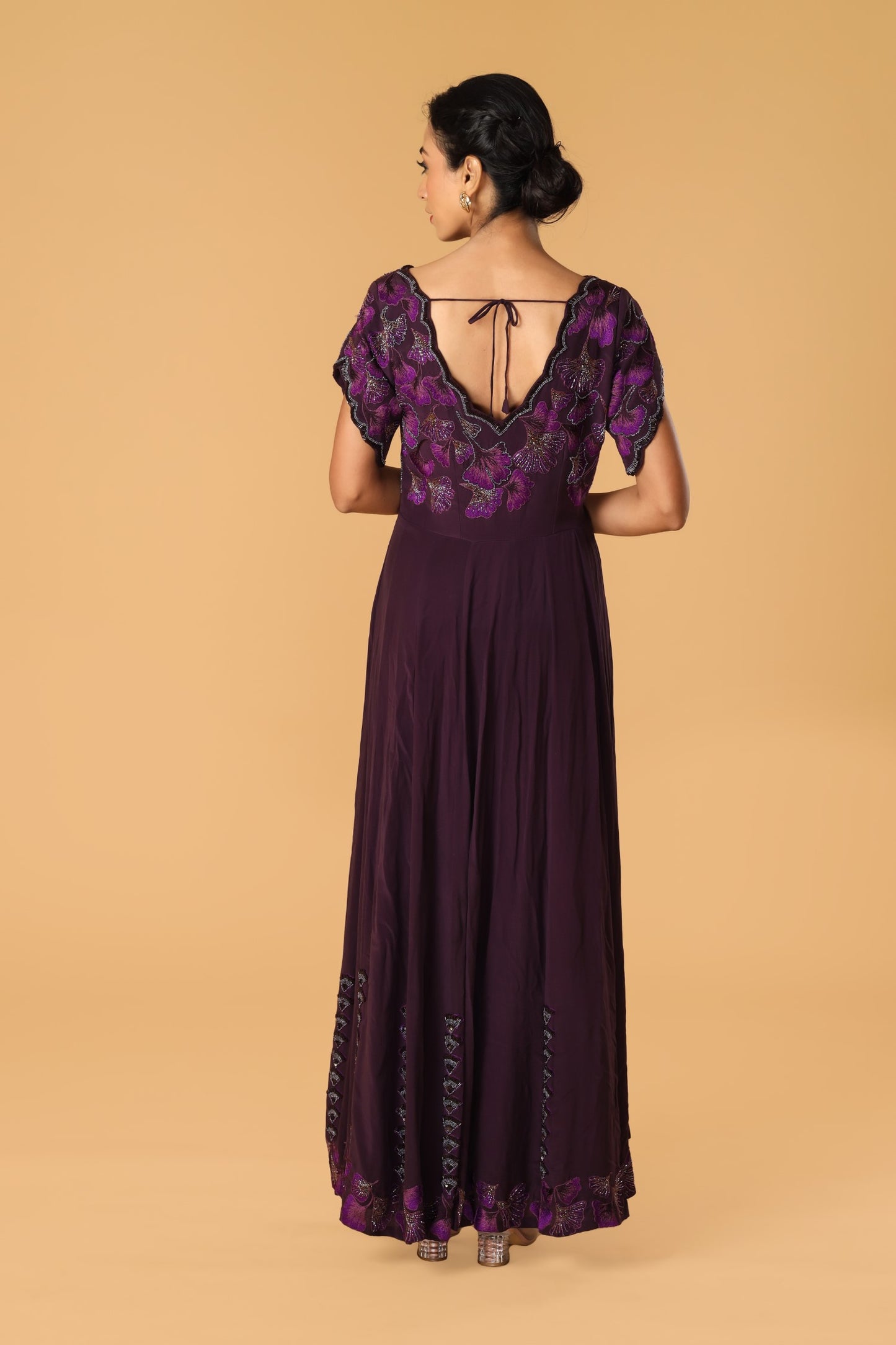 Enchanted Forest Hand Embroidered Purple Gown