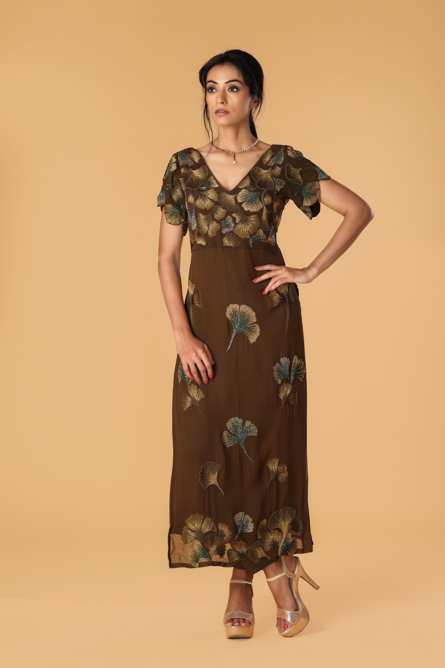 Enchanted Forest Hand embroidered Olive Green Kurta Set