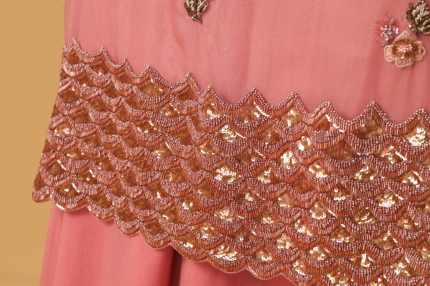 Hand Embroidered Pastel Pink Sharara Set
