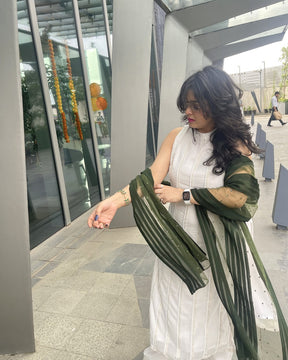 Pearl Rain · Hand-Embroidered White Pleated Kurta Set