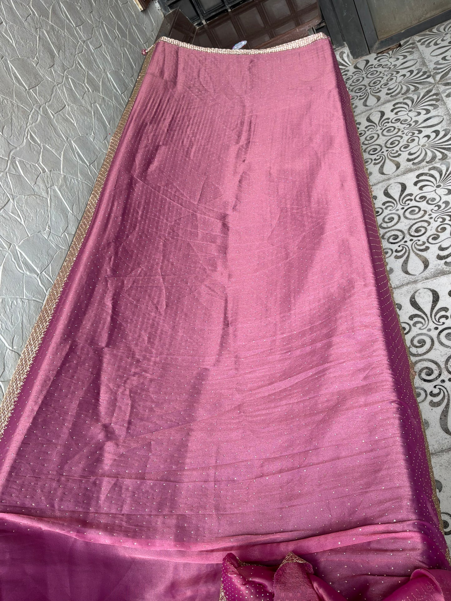 Pink Magenta Embellished Saree