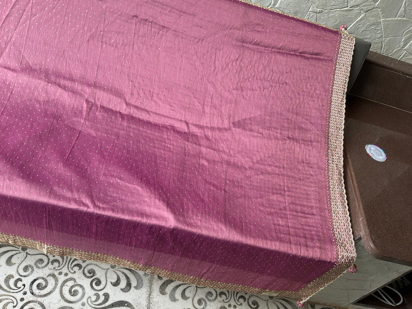 Pink Magenta Embellished Saree