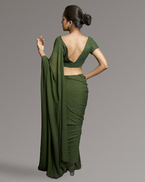 Verdant Muse — Olive Green Signature Saree