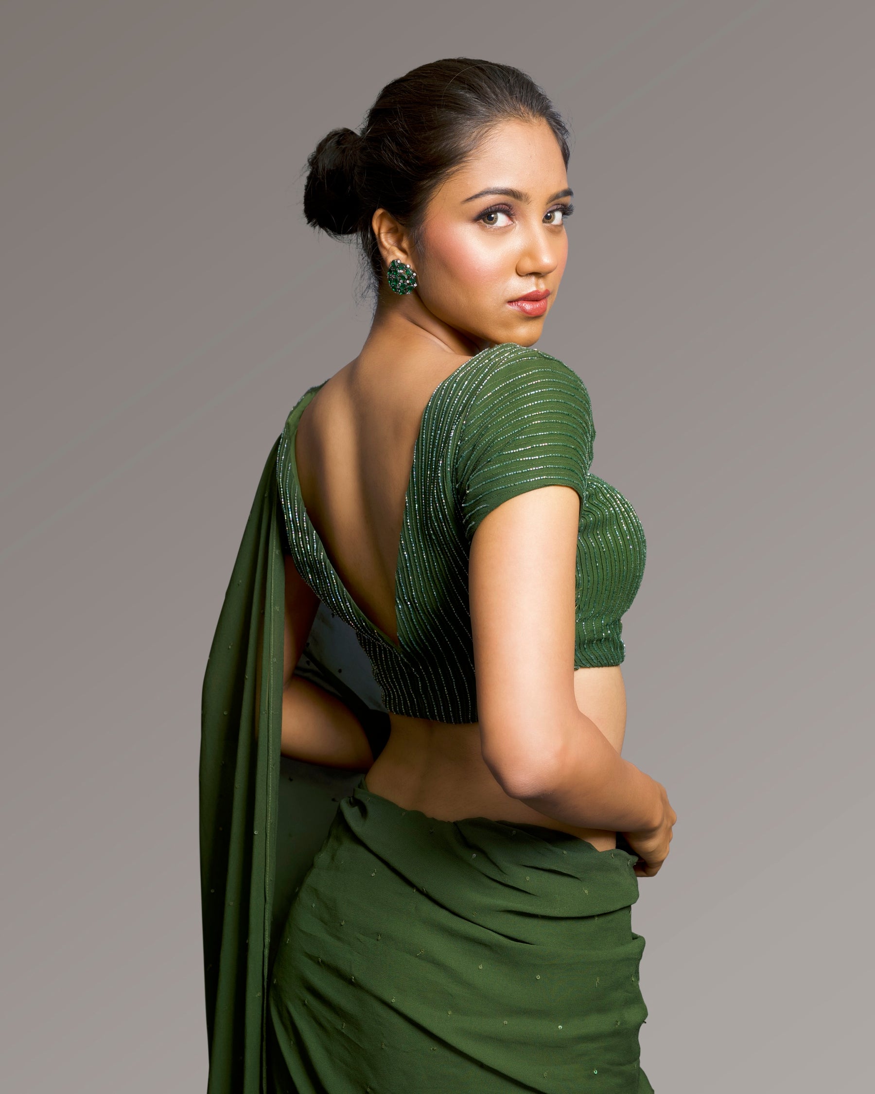 Verdant Muse — Olive Green Signature Saree
