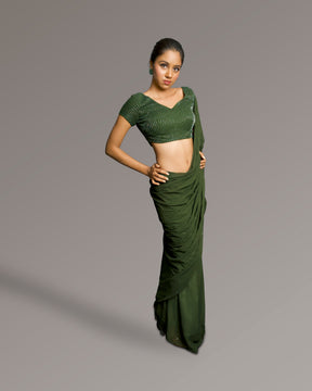 Verdant Muse — Olive Green Signature Saree