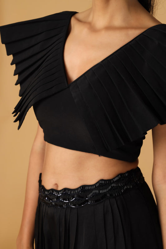 Magpie Inspired Black Pleated Top
