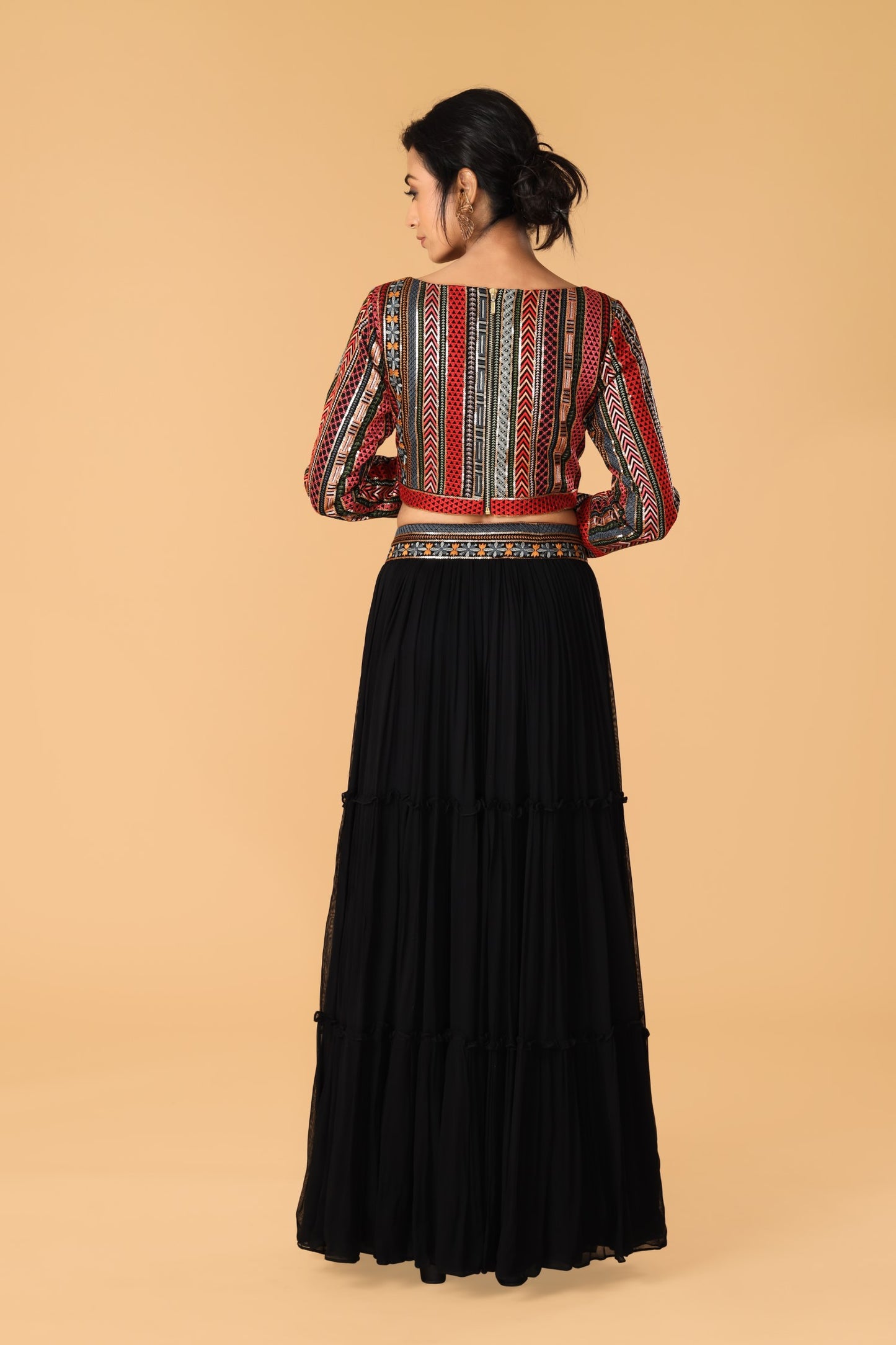 Midnight Blue Gathered Skirt And  Top