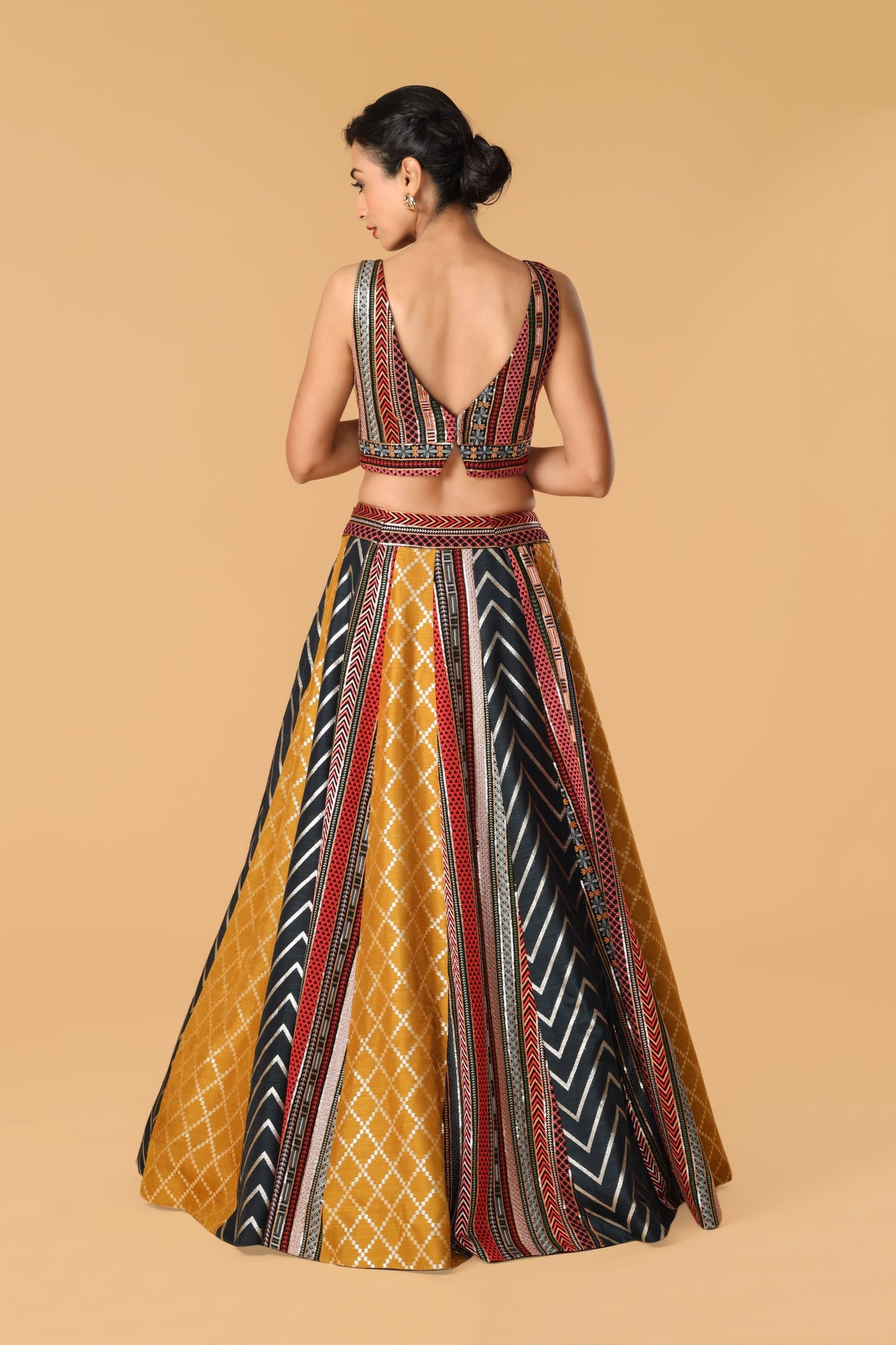 Multicolour & Midnight Blue Lehenga Set