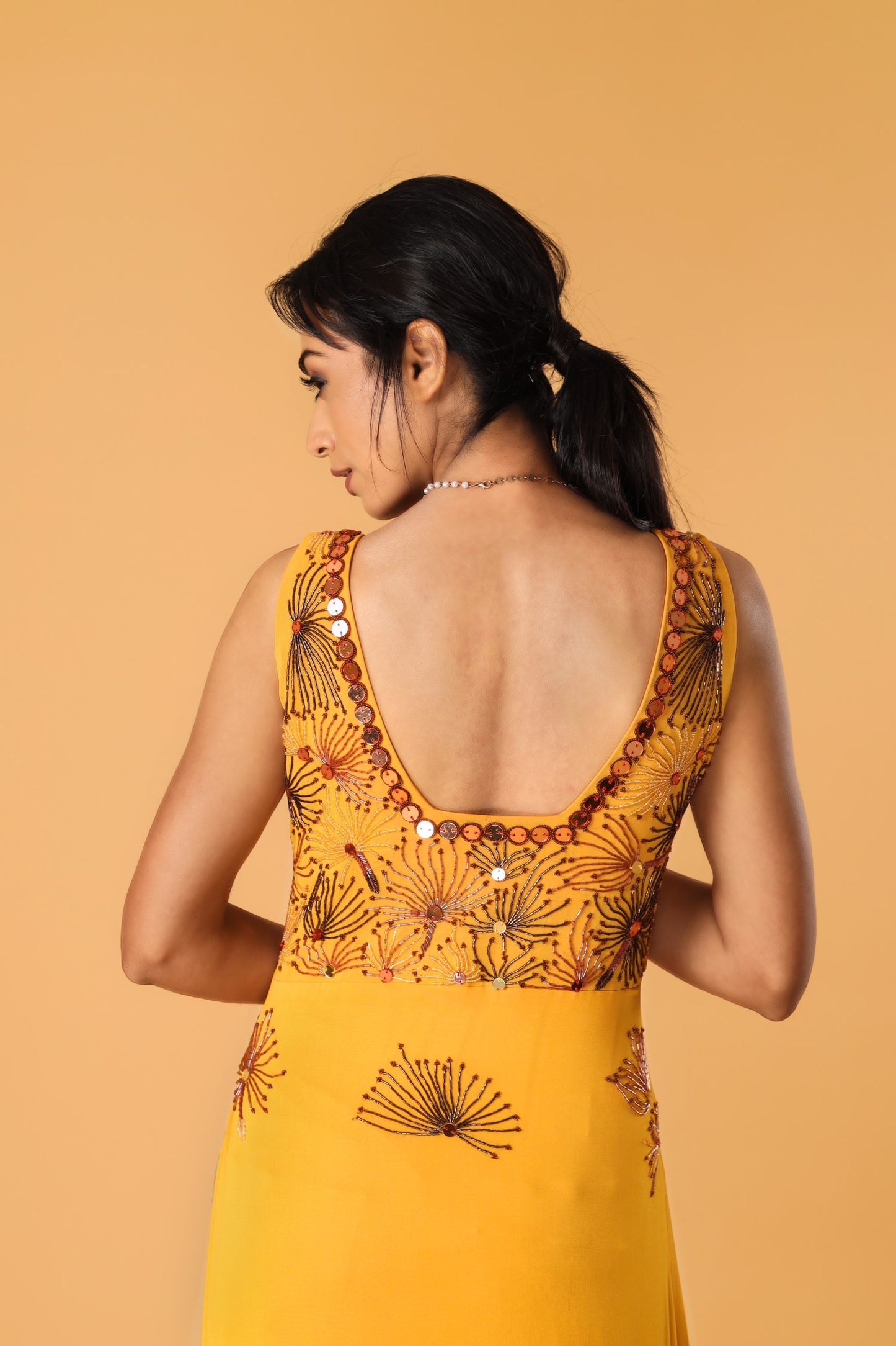 Playful Dandelion Hand Embroidered Yellow Kurta