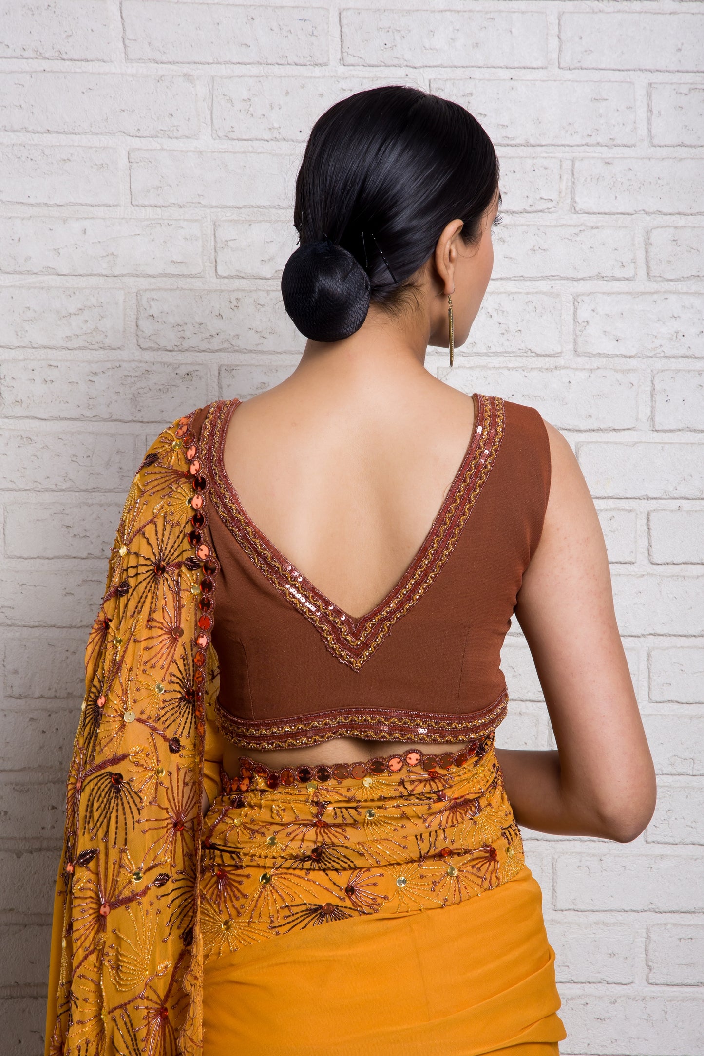 Playful Dandelion Hand Embroidered Saree With Blouse