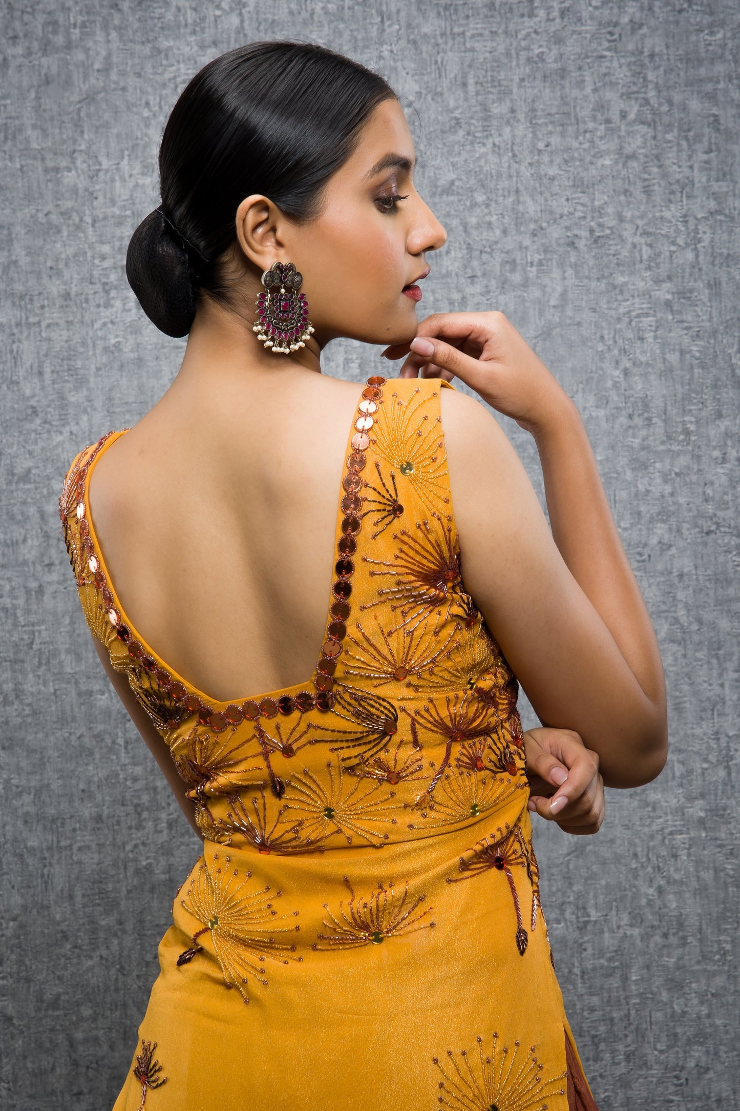 Playful Dandelion Hand Embroidered High Slit Kurta With Pant