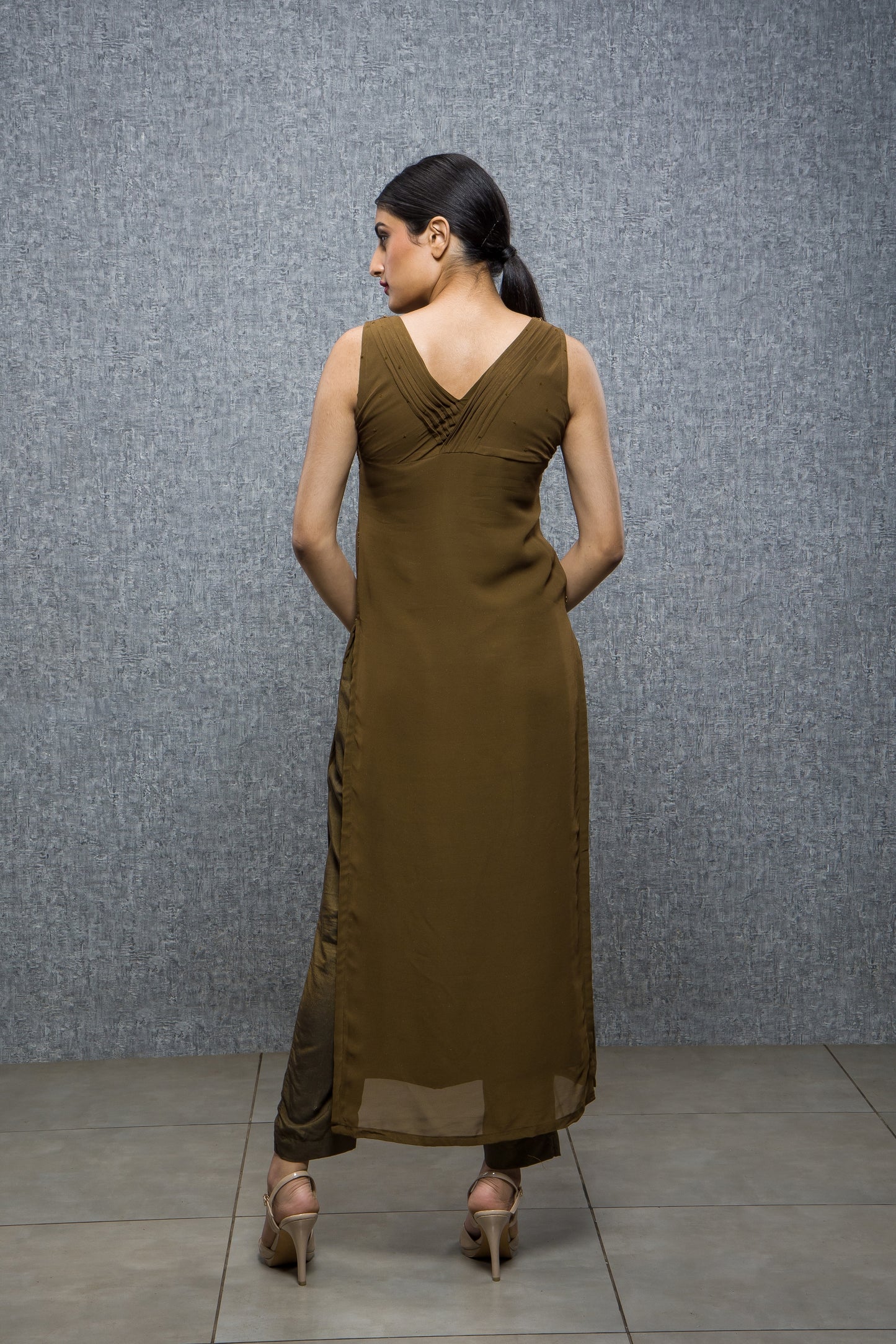 Enchanted Forest Hand Embroidered Pleated Kurta with pant