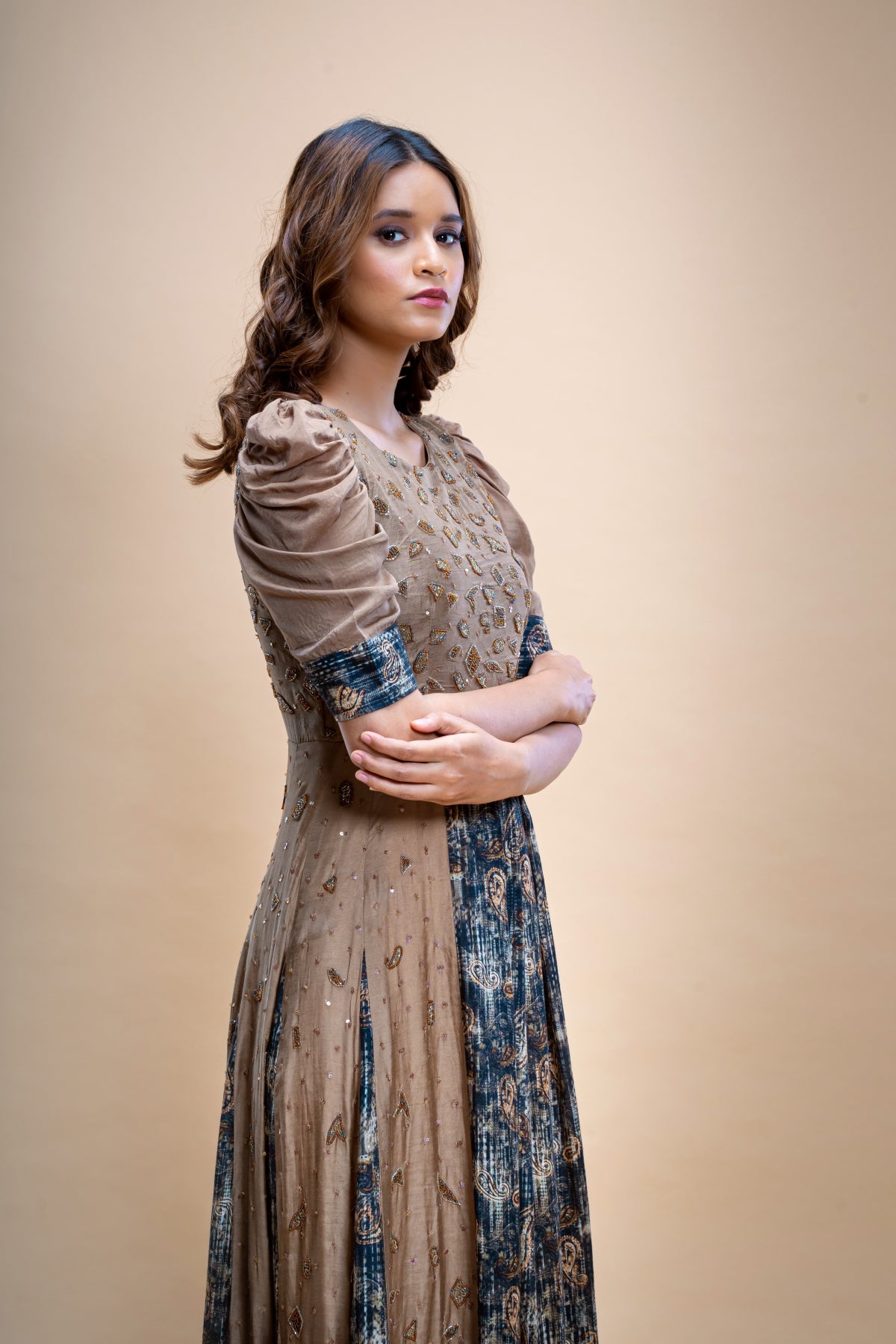 Hand Embroidered Silk Voile Gown