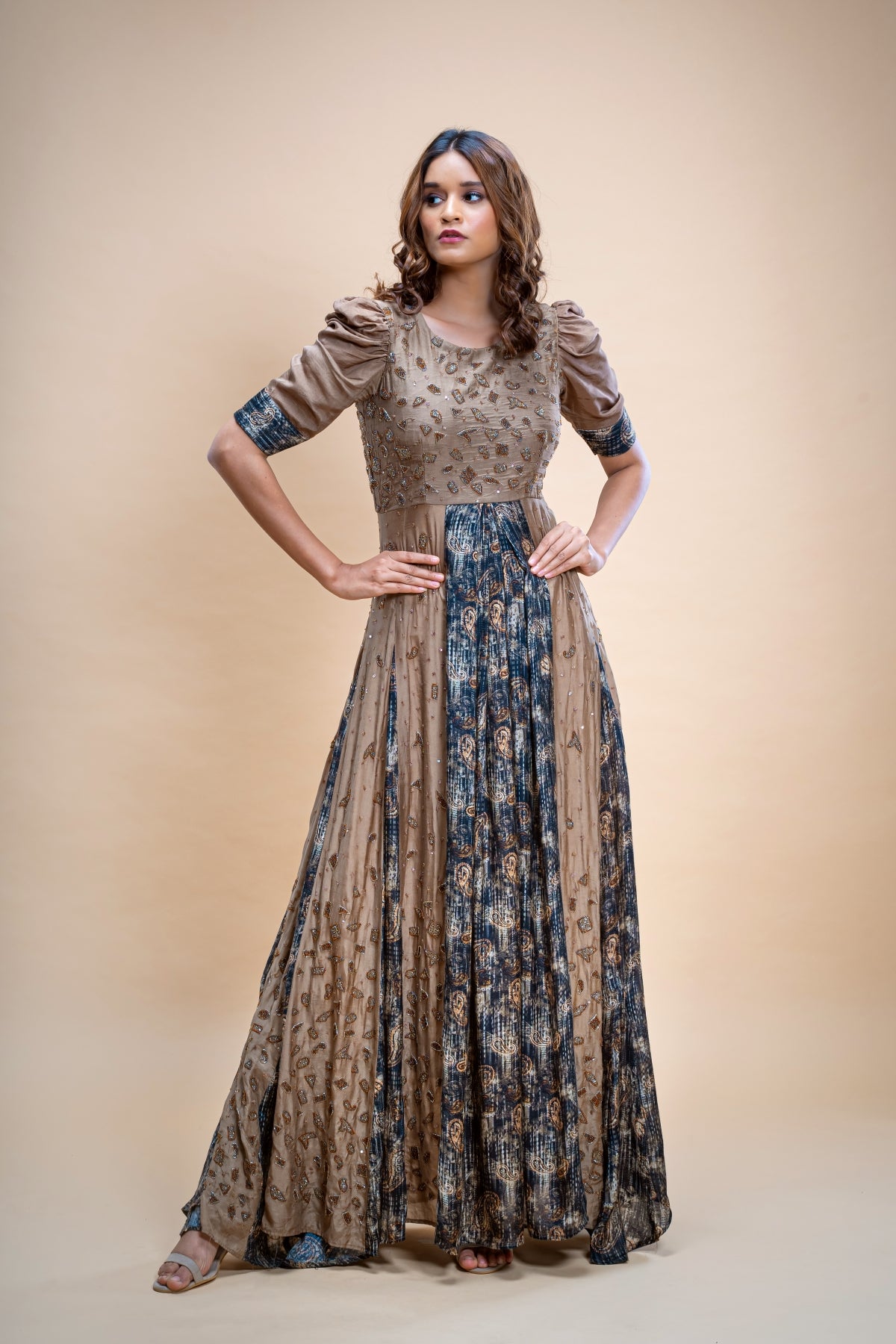 Hand Embroidered Silk Voile Gown