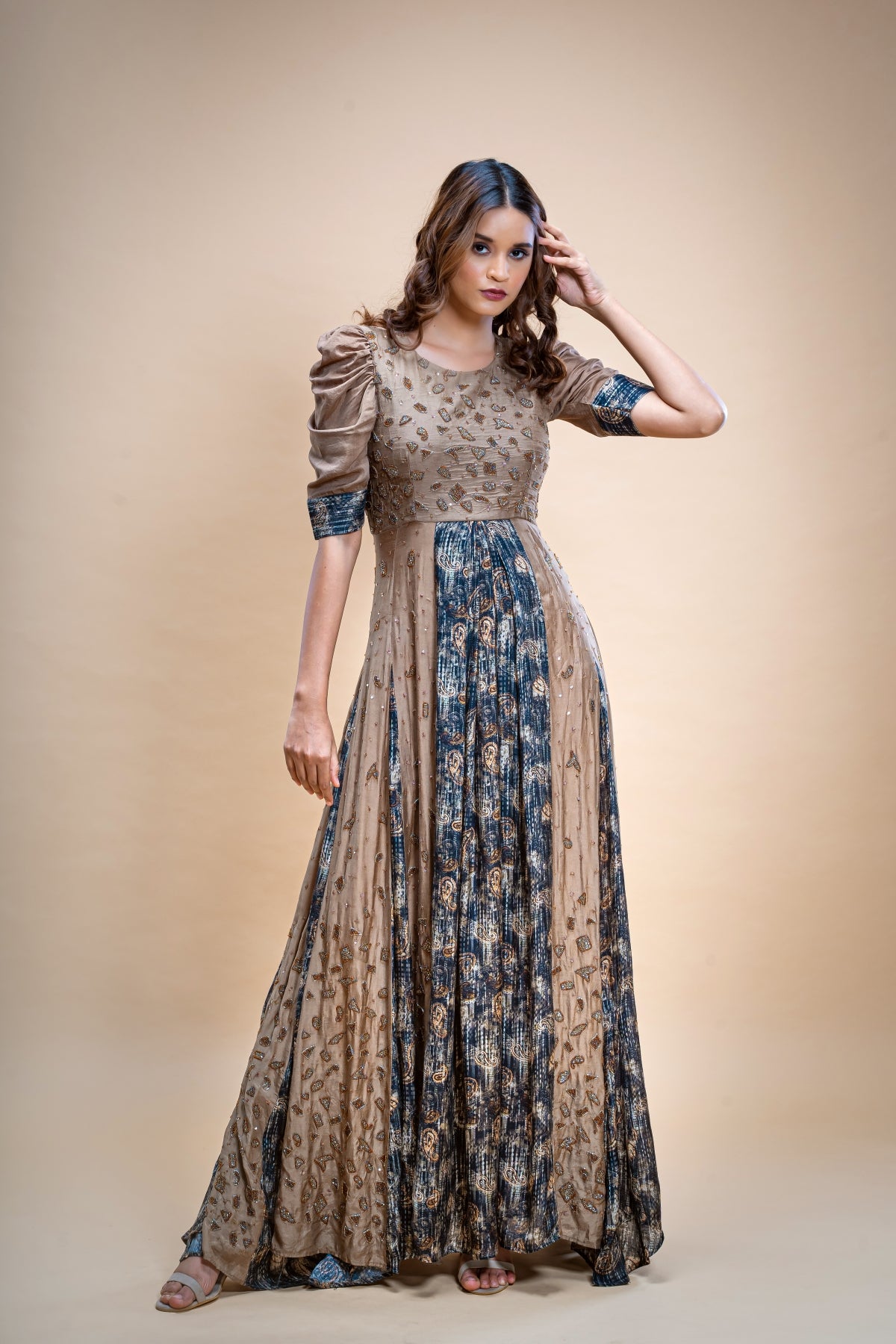 Hand Embroidered Silk Voile Gown