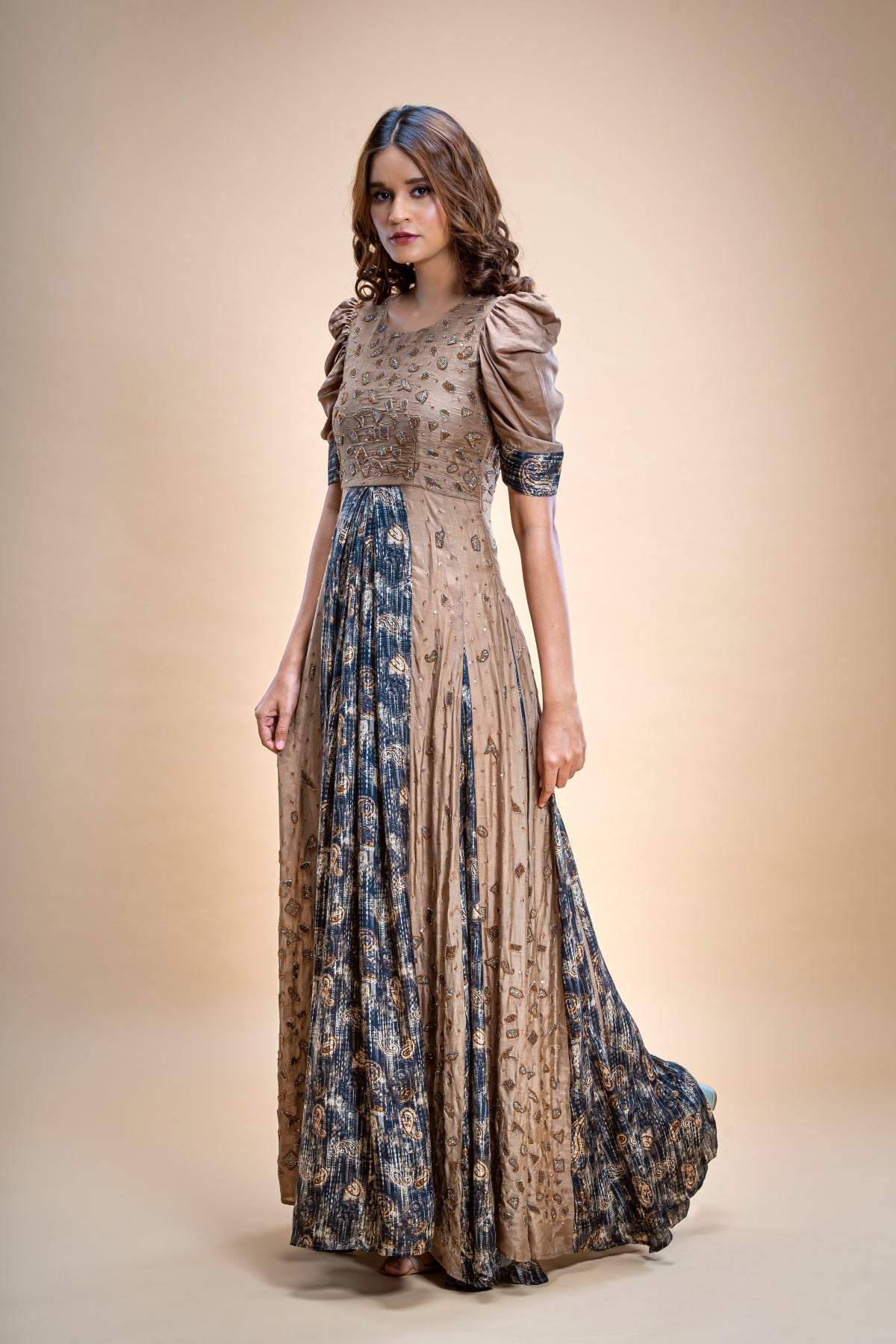 Hand Embroidered Silk Voile Gown