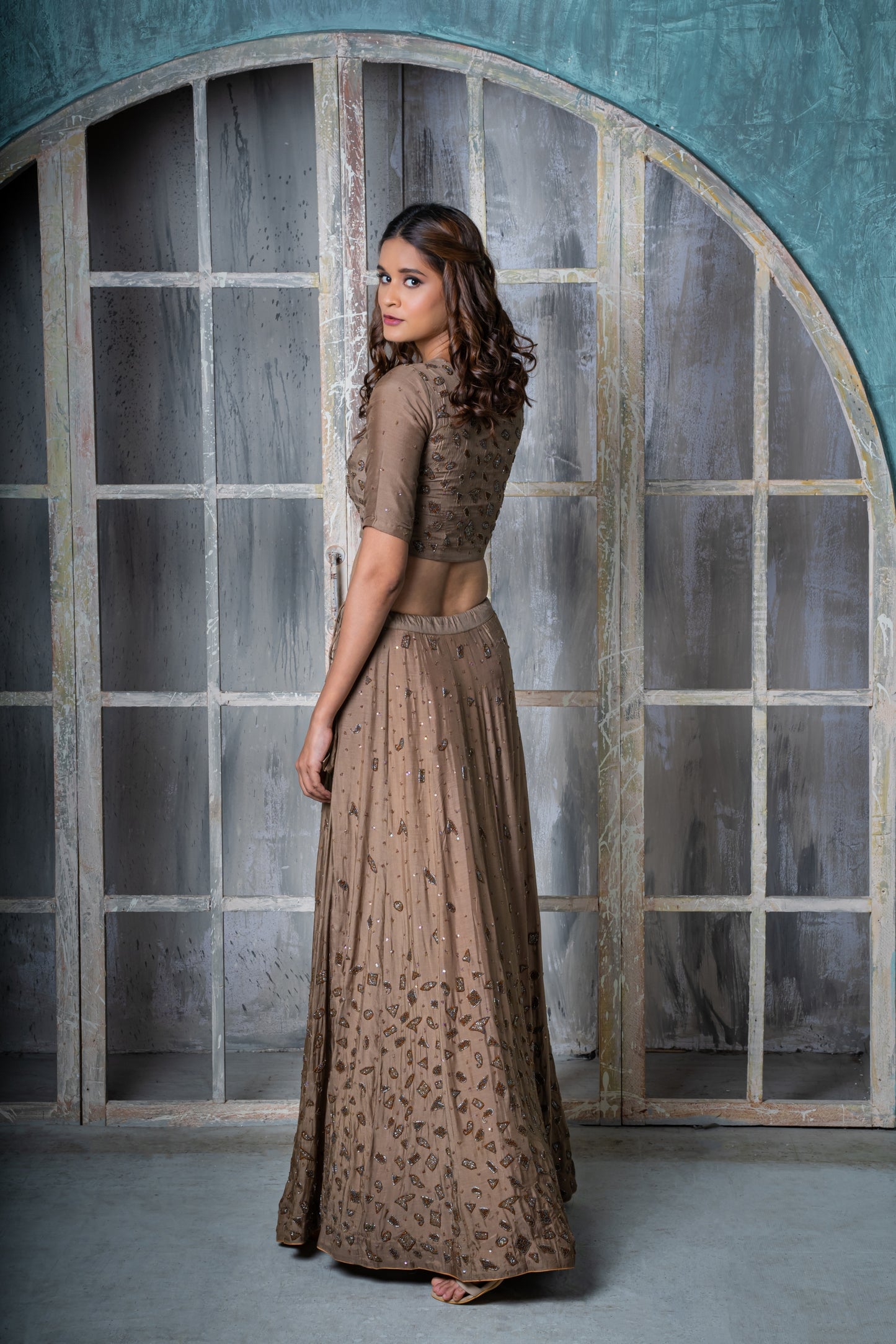 Silk Voile Hand Embroidered Lehenga Set