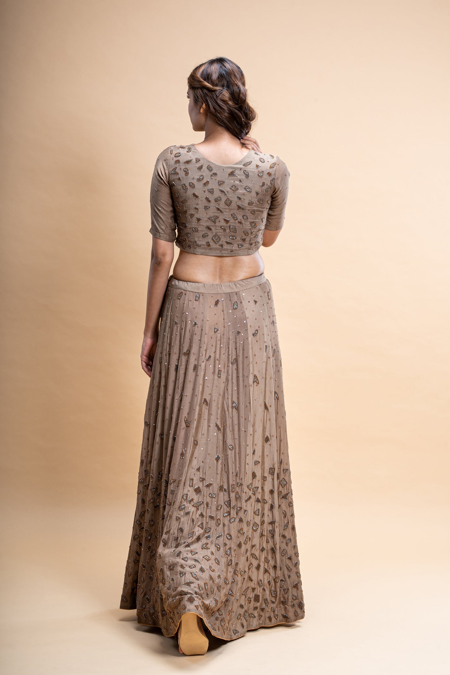 Silk Voile Hand Embroidered Lehenga Set