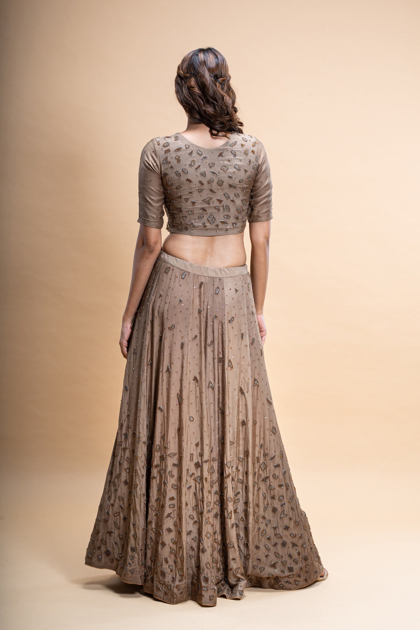 Silk Voile Hand Embroidered Lehenga Set