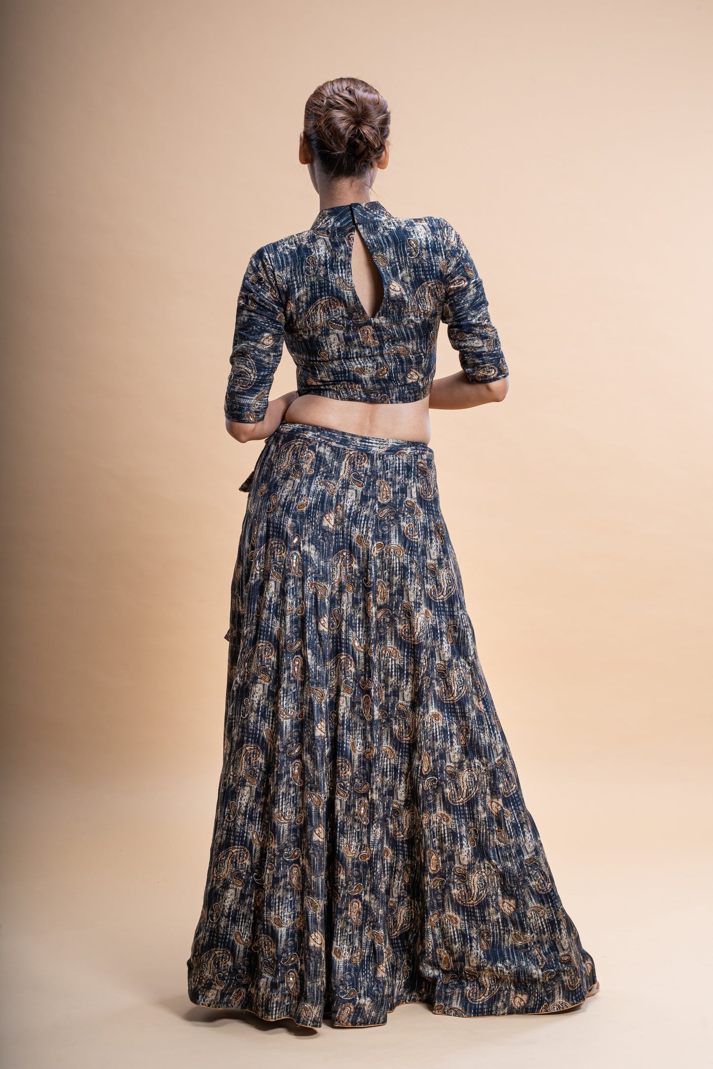 Silk Voile Hand Embroidered Skirt And Blouse set