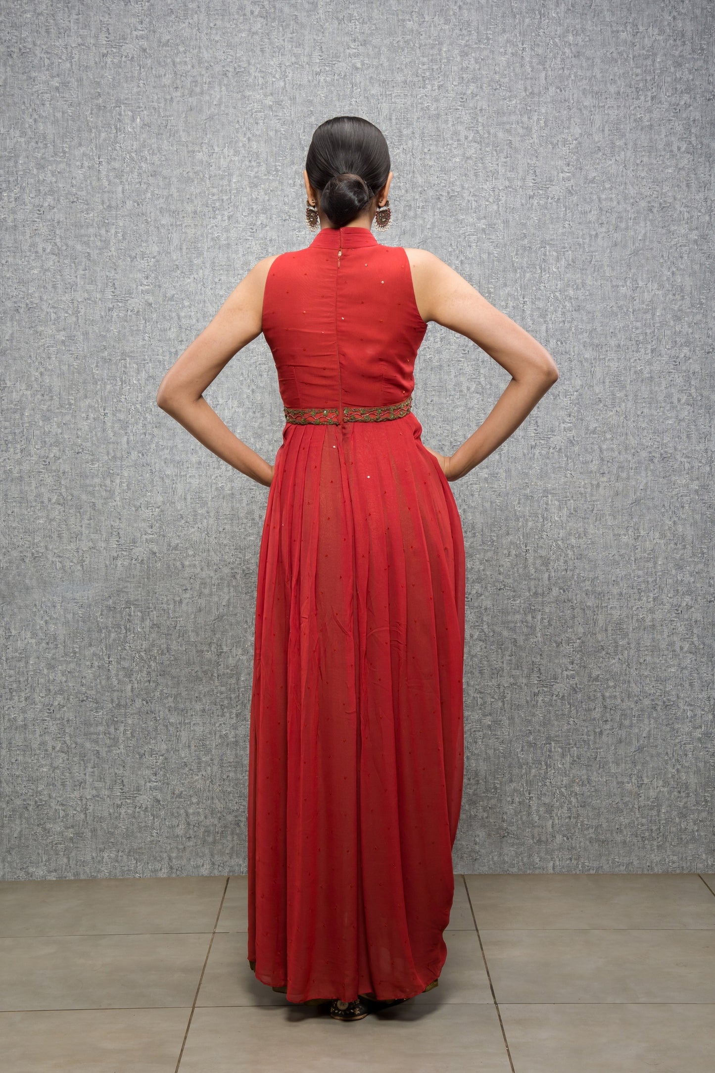 Enchanted Forest High Slit Cowl Top With Pants