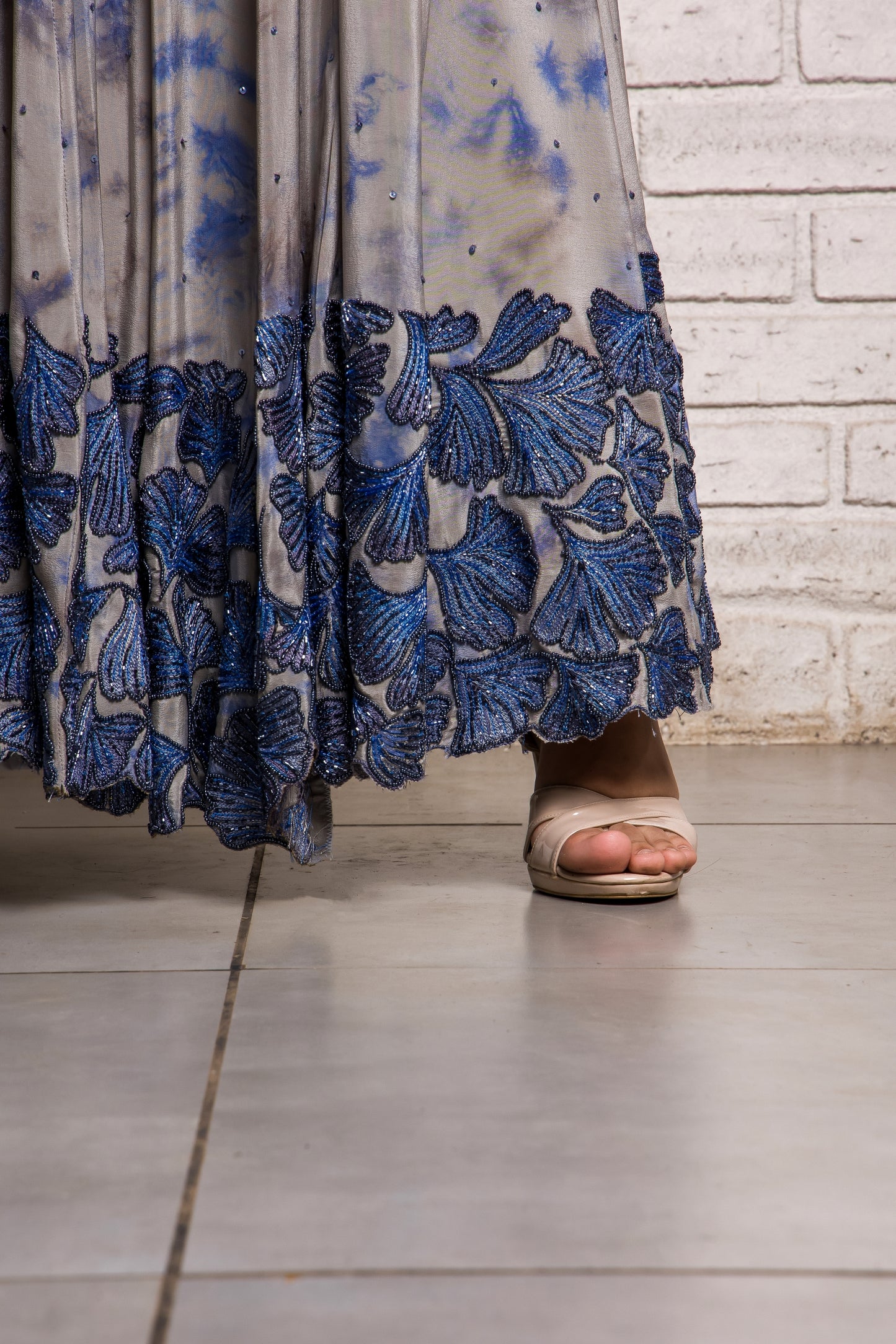 Enchanted Forest Hand Embroidered Batik Lehenga Set