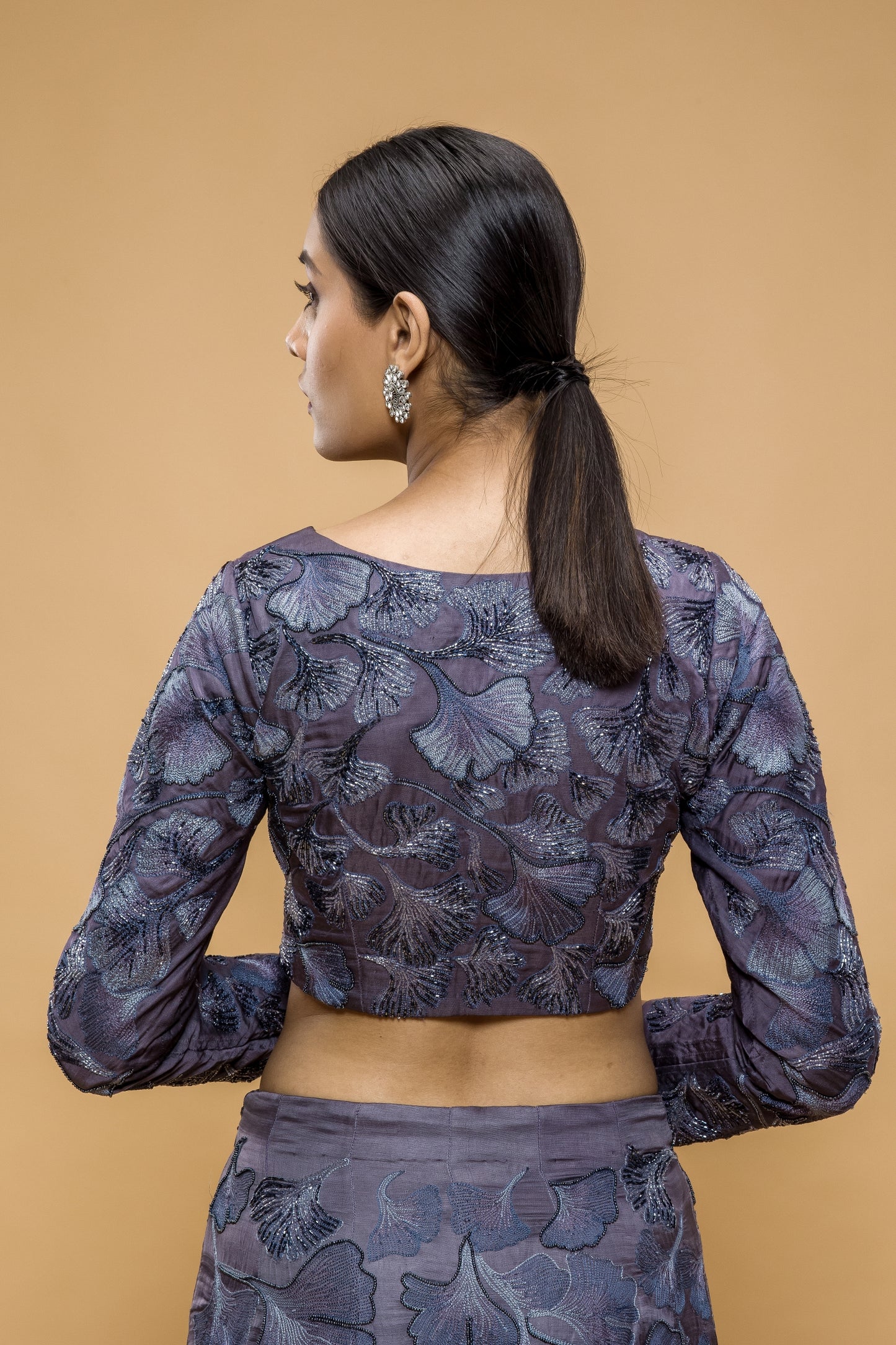 Maidenhair Hand Embroidered Signature Grey Lehenga Set