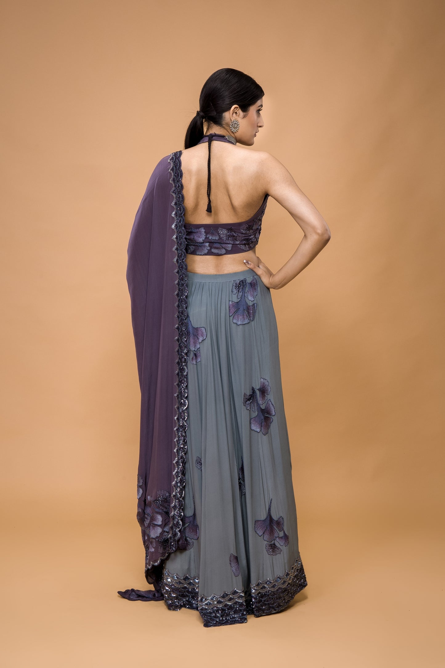 Maidenhair Hand Embroidered Floral Lehenga Set