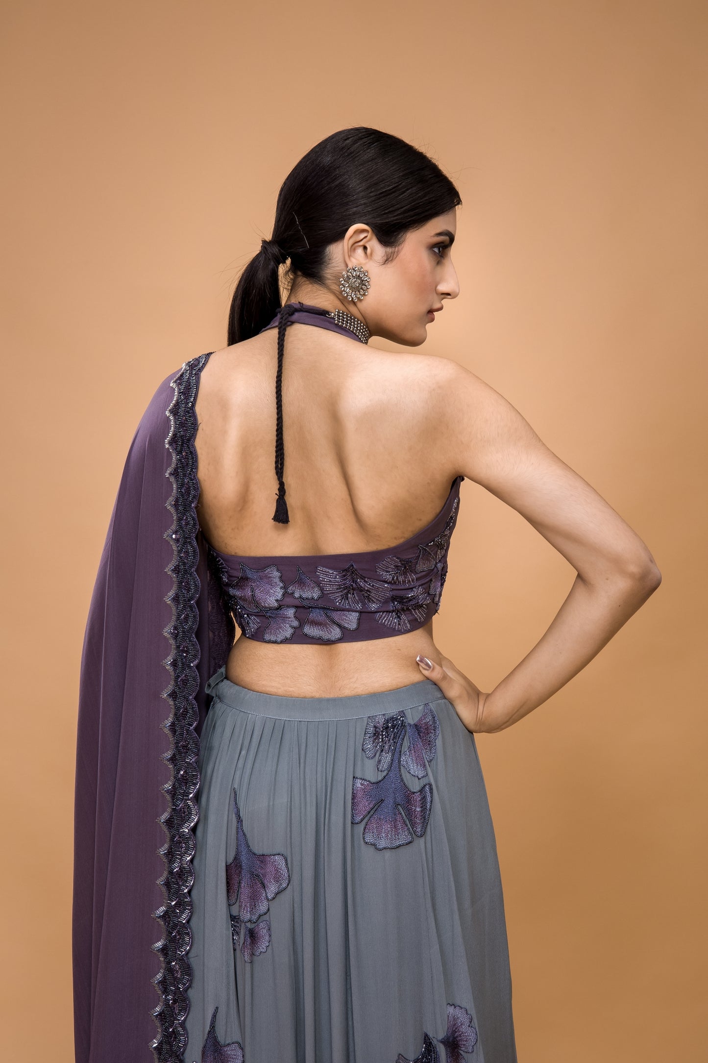 Maidenhair Hand Embroidered Floral Lehenga Set