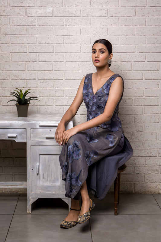 Maidenhair Hand Embroidered High Slit Kurti with Pant