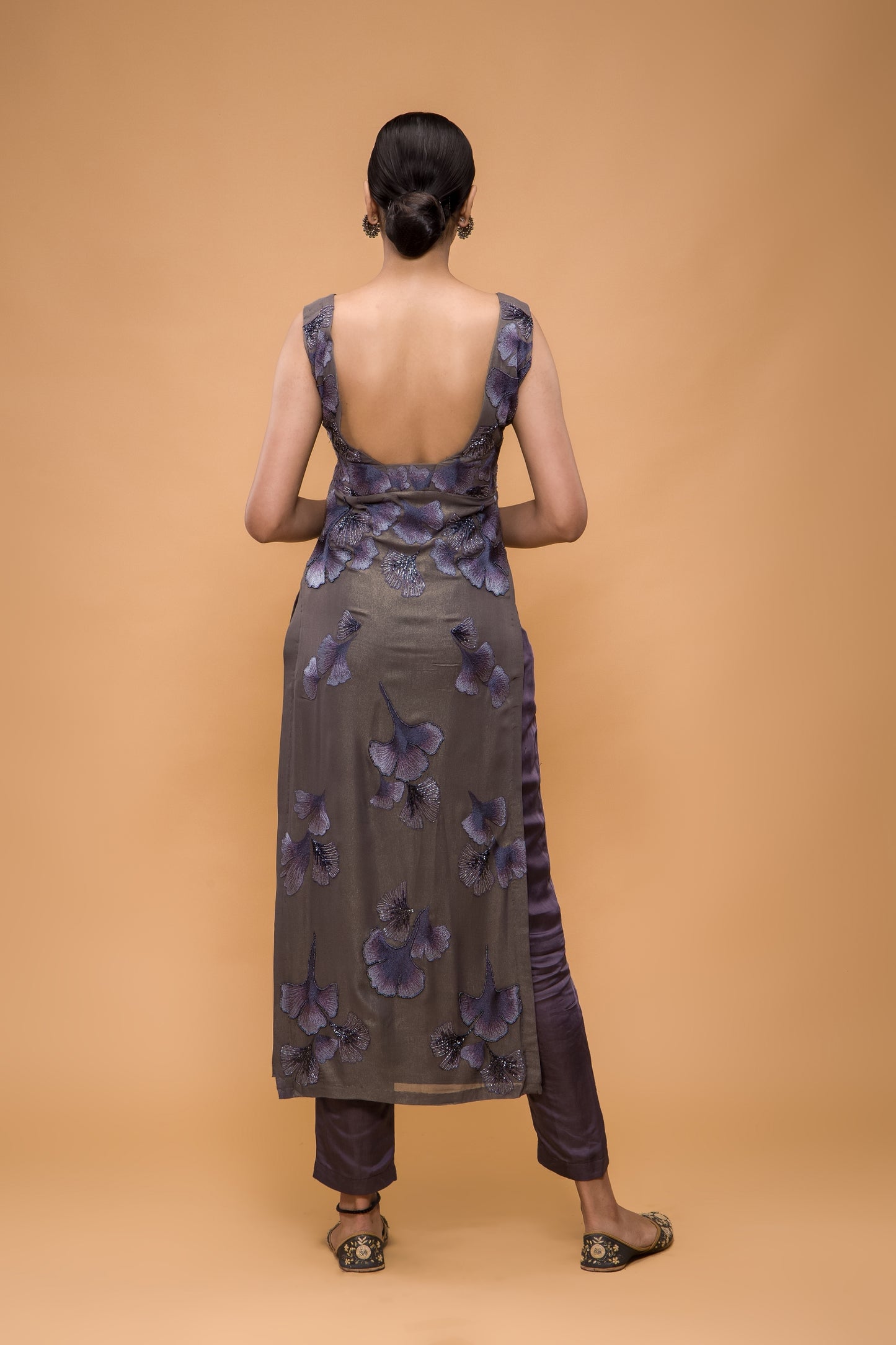 Maidenhair Hand Embroidered High Slit Kurti with Pant