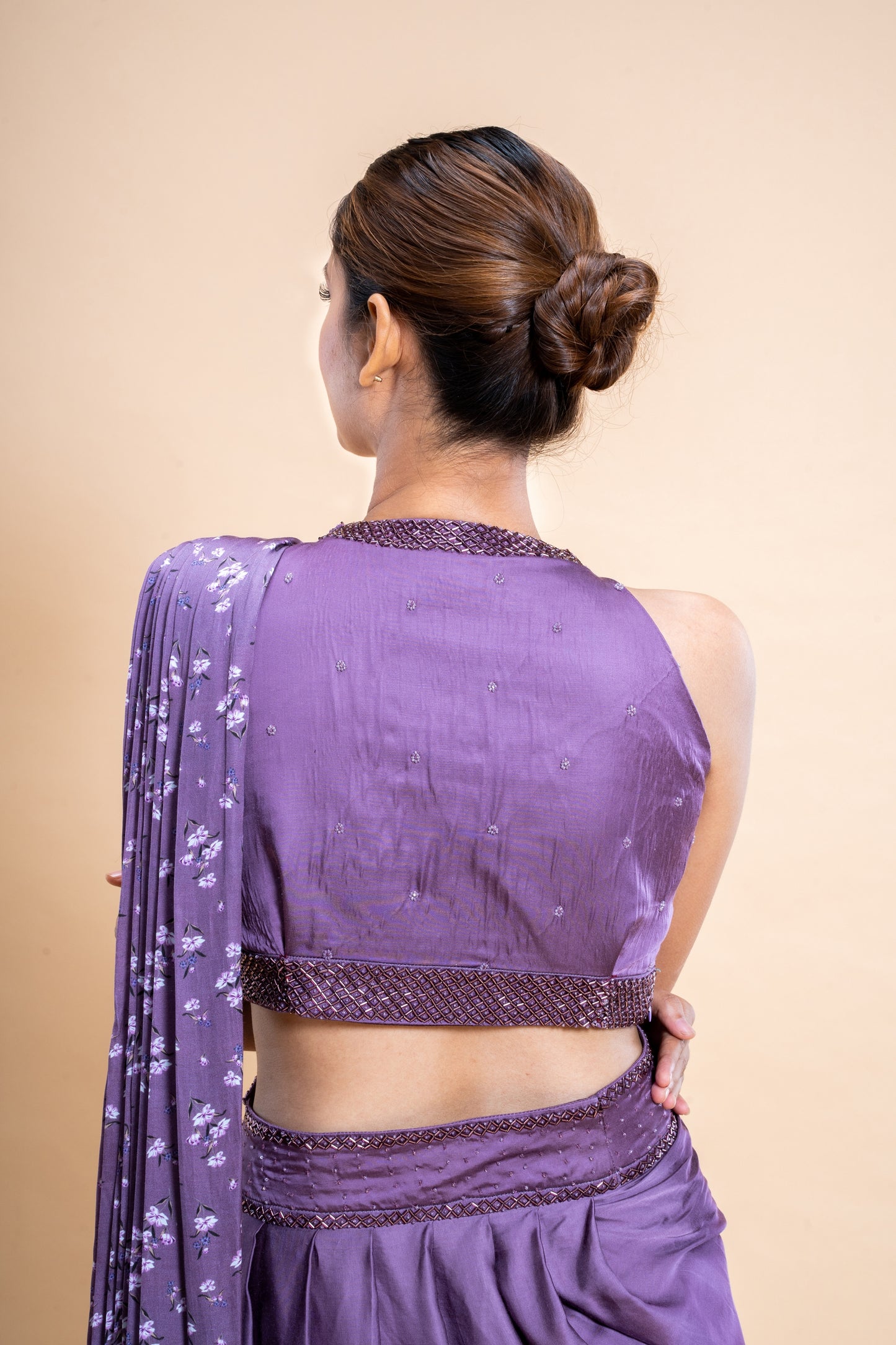 Royal Silk Voile purple Ready to Wear Saree