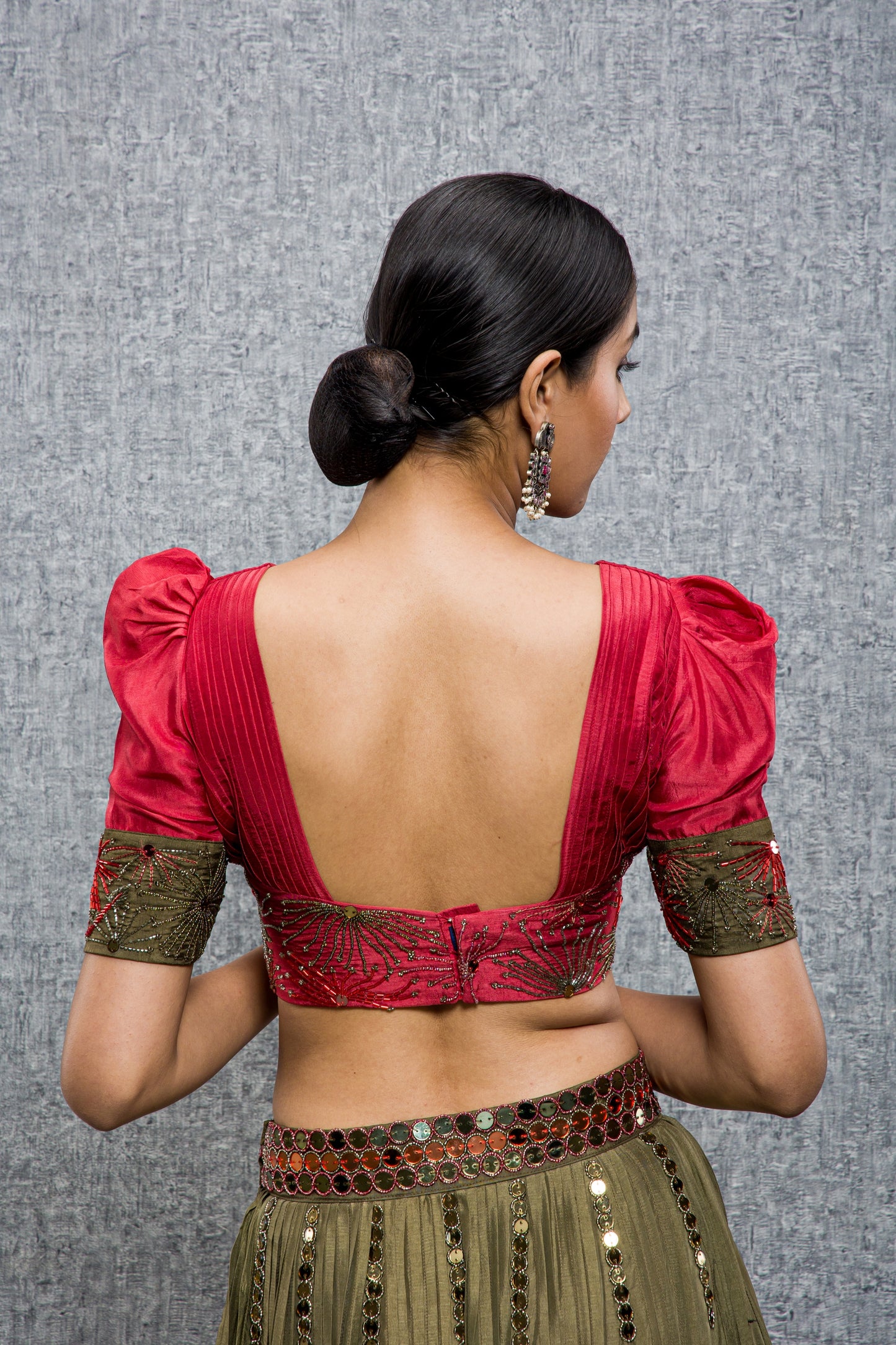 Enchanted Forest Hand Embroidered pleated lehenga Set