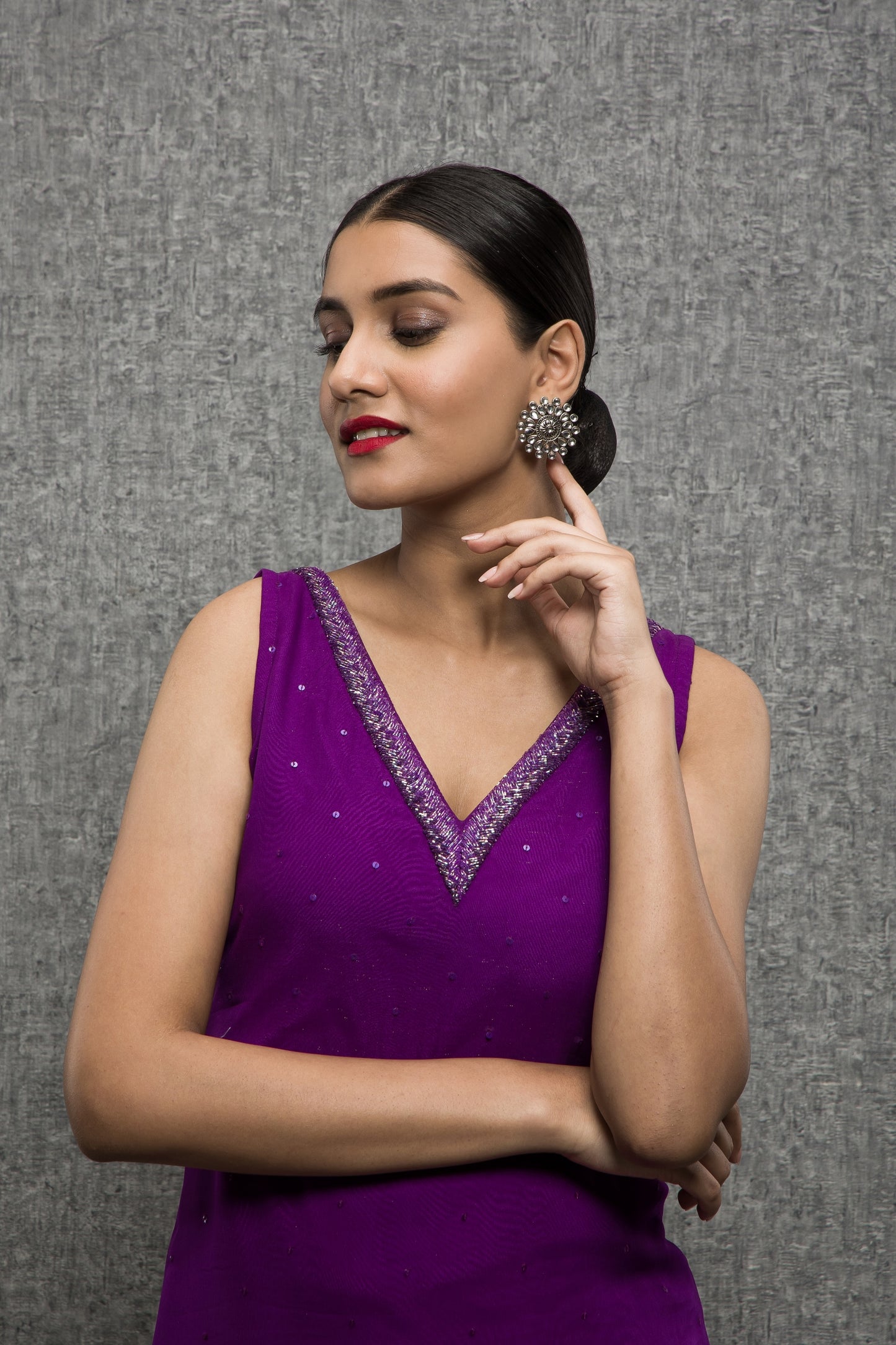 Salli Necklined High Slit Kurta with Pant