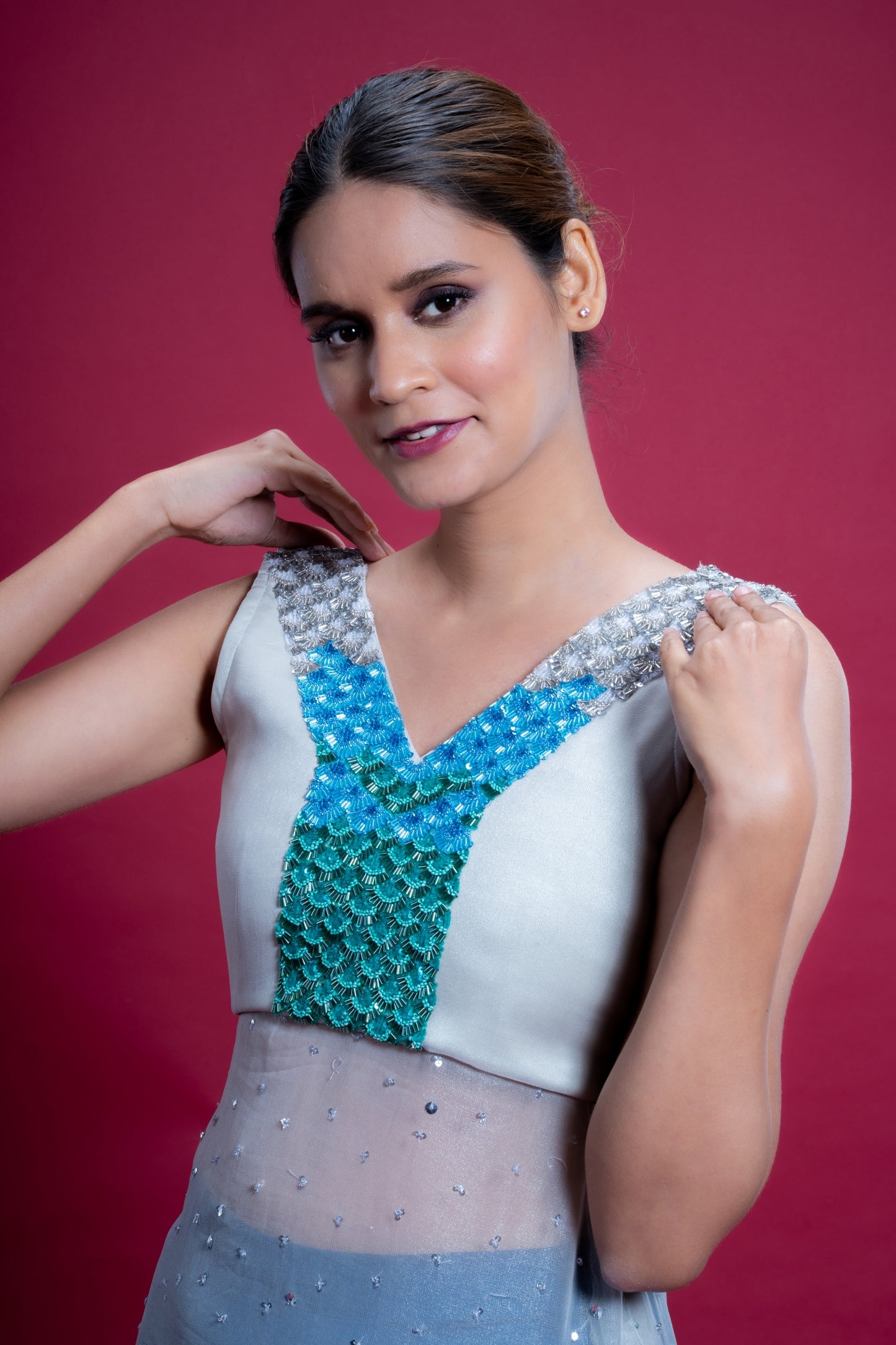 Sea Silver - High Slit Kurti with Pant