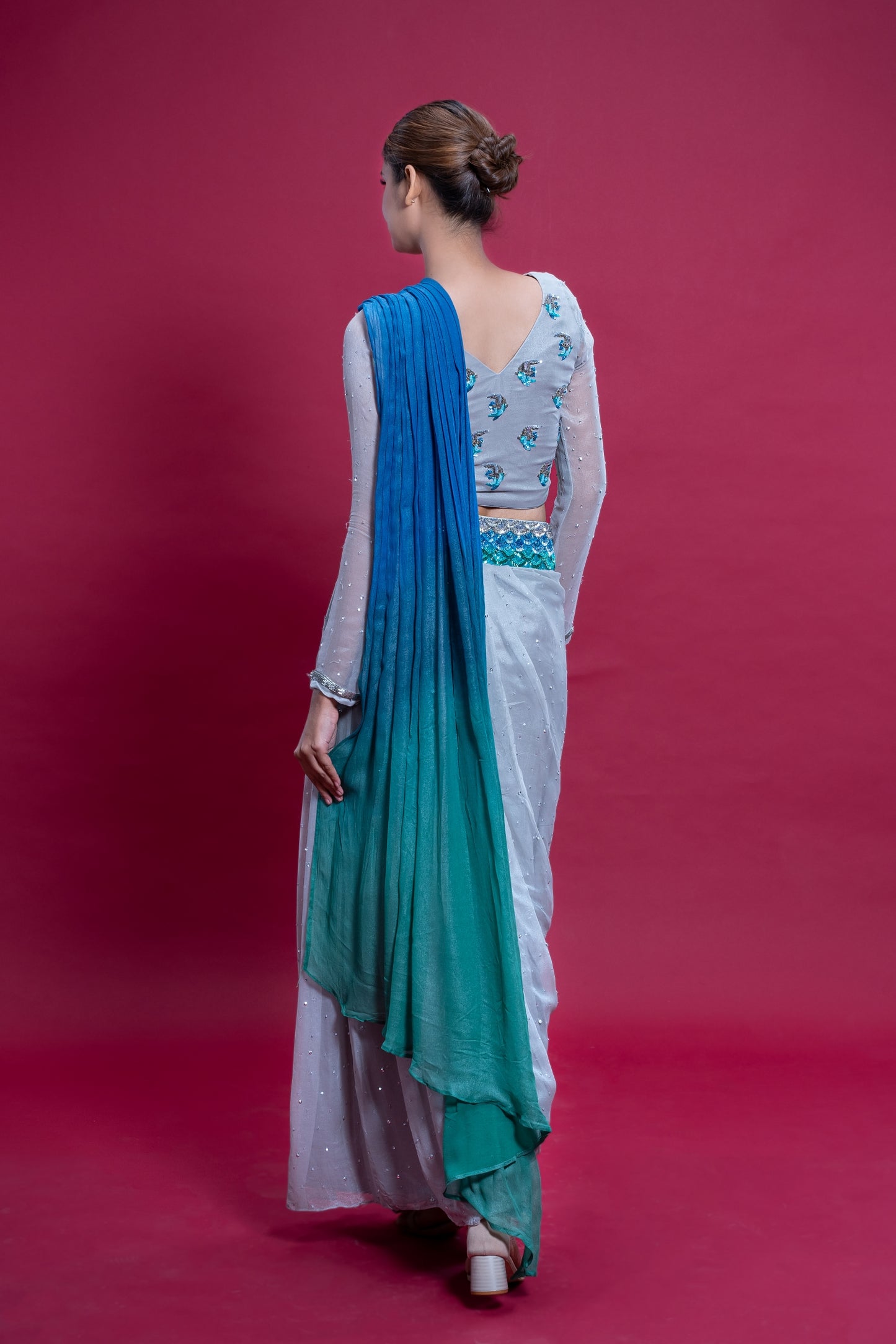 Sea Silver Ready to Wear Saree
