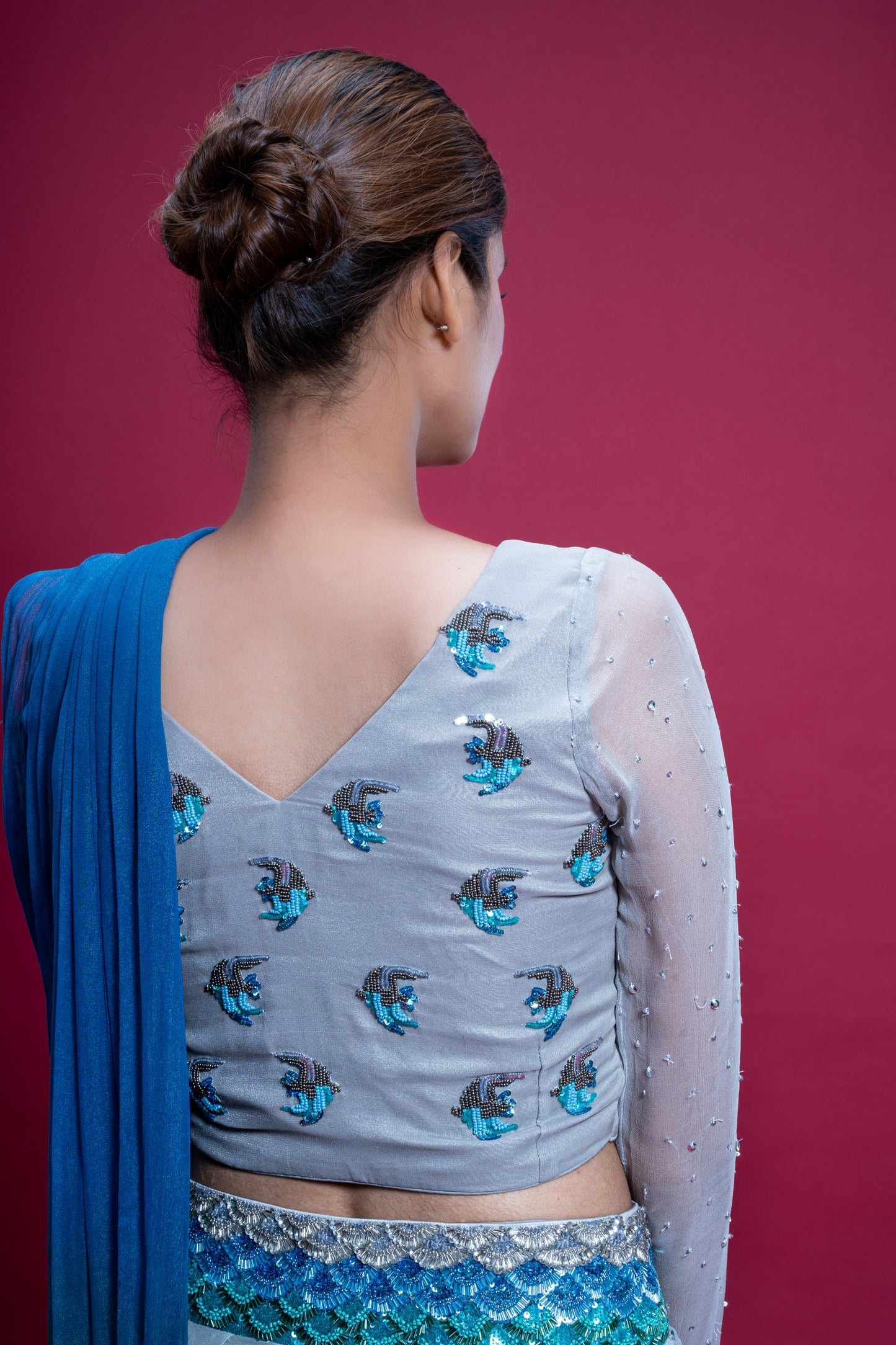 Sea Silver Ready to Wear Saree