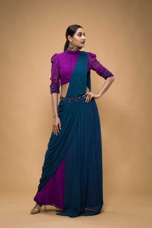 Signature scallop ready to wear saree
