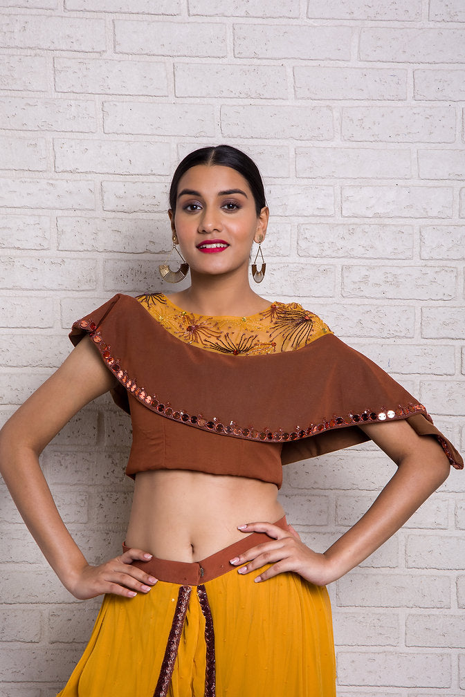 Playful Dandelion Hand Embroidered Dhoti Pant with Top