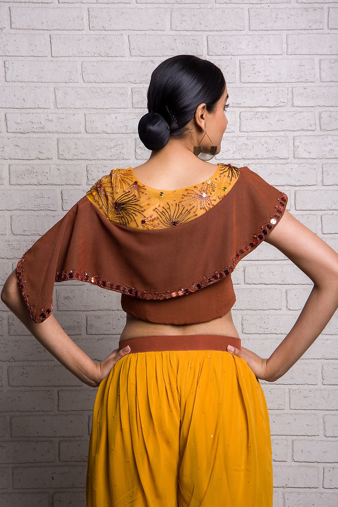 Playful Dandelion Hand Embroidered Dhoti Pant with Top
